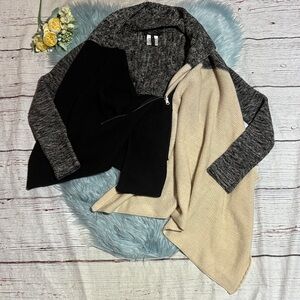 BCBGMAXAZRIA Wool Cashmere Blend Asymmetrical Colorblock Zip Sweater sz XS